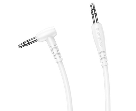  Кабель AUX, Jack 3,5mm(m) - Jack 3,5mm(m) Borofone BL10, 2.0м, круглый, силикон, боковой, цвет: белый (1/40/400) 