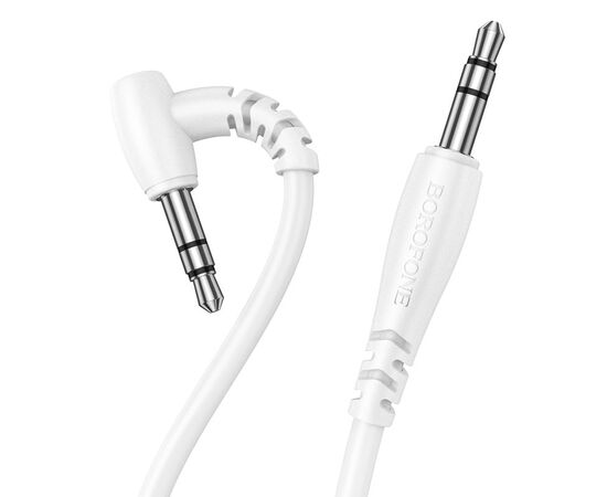  Кабель AUX, Jack 3,5mm(m) - Jack 3,5mm(m) Borofone BL10, 2.0м, круглый, силикон, боковой, цвет: белый (1/40/400) 
