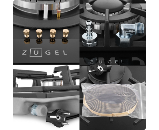  Варочная панель газ ZUGEL ZGH602B черная 