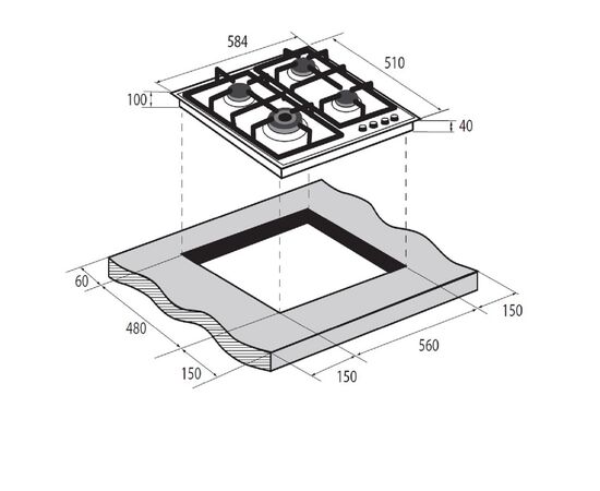  Варочная панель газ ZUGEL ZGH602B черная 