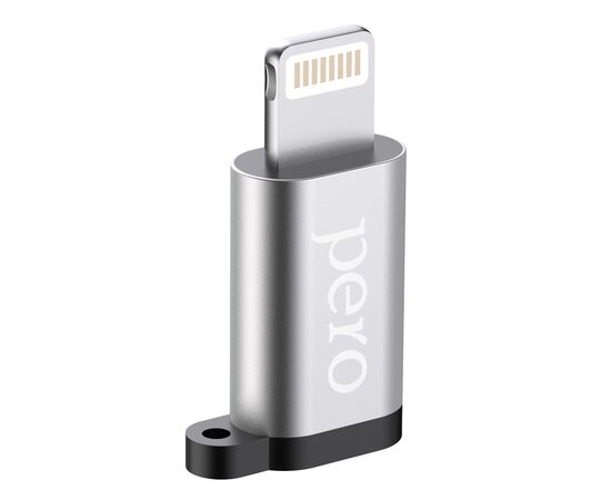  Адаптер PERO AD01 LIGHTNING TO MICRO USB, серебристый 