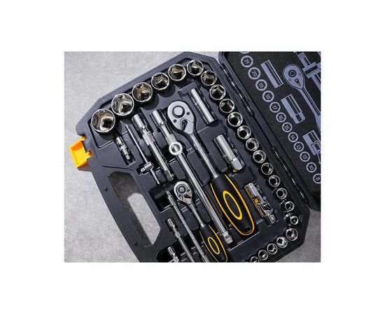  Набор торцевых головок и ключей Deli DL1044 44 предмета 1/2"+1/4", сталь Cr-V, комплектация: торцевые головки (1/4" 4-14мм, 1/2" 8-32мм), 10 удлините 