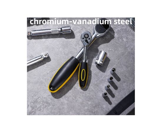  Набор торцевых головок и ключей Deli DL1044 44 предмета 1/2"+1/4", сталь Cr-V, комплектация: торцевые головки (1/4" 4-14мм, 1/2" 8-32мм), 10 удлините 