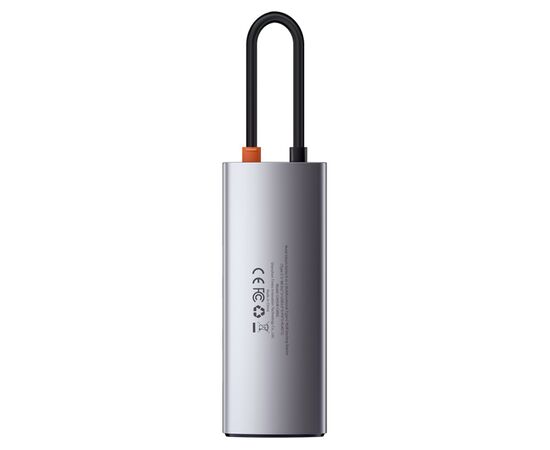  USB HUB разветвитель BASEUS Metal Gleam Series 5 в 1 Type-C (m) - 3xUSB3.0 + Type-C PD + 4К HDMI, серый металлик 