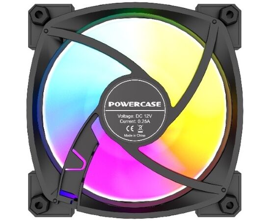  Вентилятор Powercase (M55MR-12 ARGB) Black 120x120x25мм (PWM, 4pin PWM (M+F)+ 3pin ARGB (M+F), 600-1500 об/мин) Bulk 