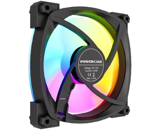  Вентилятор Powercase (M55MR-12 ARGB) Black 120x120x25мм (PWM, 4pin PWM (M+F)+ 3pin ARGB (M+F), 600-1500 об/мин) Bulk 