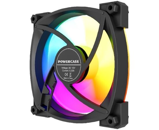  Вентилятор Powercase (M55MR-12 ARGB) Black 120x120x25мм (PWM, 4pin PWM (M+F)+ 3pin ARGB (M+F), 600-1500 об/мин) Bulk 