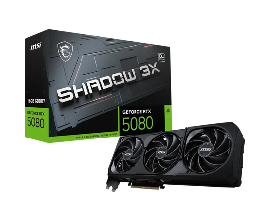  Видеокарта MSI RTX5080 Shadow 3X OC 16GB (RTX 5080 16G Shadow 3X OC) GDDR7 256bit 3xDP HDMI 3Fan RTL 